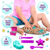 GirlZone Mermaid Treasures Play Sand Kit, 2lbs of Magic Sand for Kids Kit with Gems, Carry Case and More, Kids Toys for Playdates and Great Gift Idea GirlZone