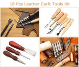 18Pcs Leather Stitching Working Tools kit Leather Craft Tools Perfect for Stitching Punching Cutting Sewing Leather Craft Making DIY Leathercraft NOTETOUPT