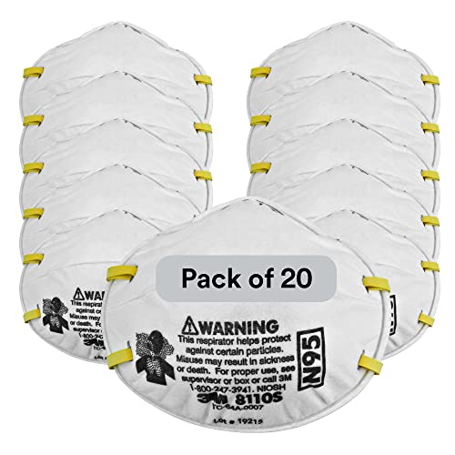 3M Particulate Respirator, 8110S, N95, Unsealed , Smaller Size, Adjustable Noseclip, Two Strap Design, Advanced Electrostatic Media, Nosefoam, - WoodArtSupply