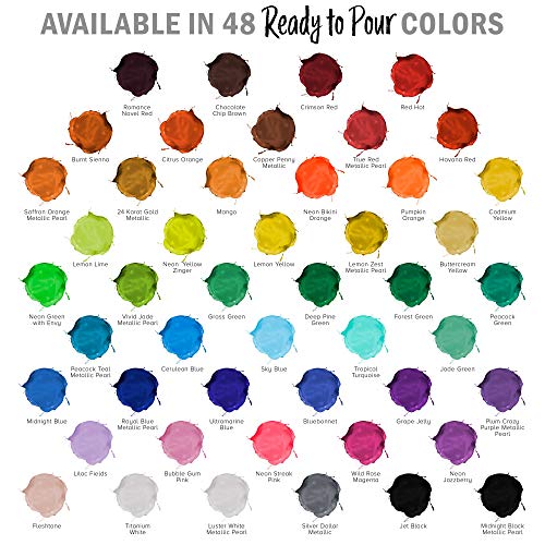 U.S. Art Supply Pouring Masters 48 Color Ready to Pour Acrylic Pouring Paint Set - Premium Pre-Mixed High Flow 2-Ounce Bottles - for Canvas, Wood, - WoodArtSupply