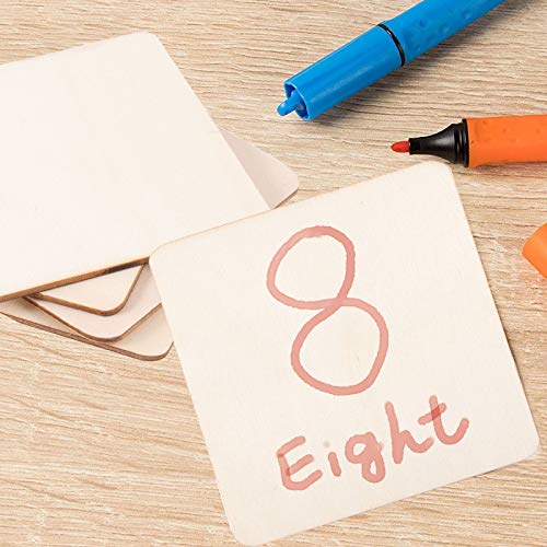 ZOENHOU 150 PCS 4 x 4 Inch Squares Unfinished Wood Pieces, Durable Blank Basswood Sheets, Square Wooden Tiles for Crafts Wall Symbol Letter ZOENHOU