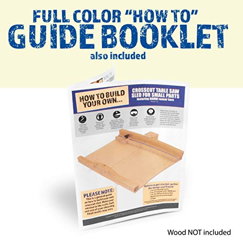 Fulton DIY Table Saw Crosscut Sled Kit with 2 UHMW Bars 2 Aluminum Tracks 1 Knob and 1 Bolt along with Full Color HOW TO BUILD YOUR OWN Crosscut Sled - WoodArtSupply