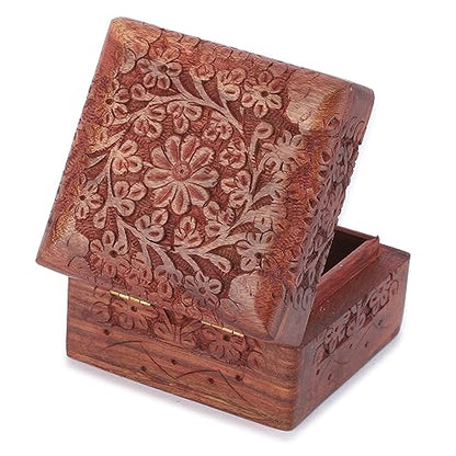 Ajuny Wooden Hand Carved Keepsake Box Jewellery Armoire Chest Organiser Perfect Unique Gifts Ideas For Women