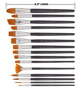 Jerry Q Art 15 pcs Golden Taklon Brush Set for Acrylic, Tempera, Watercolor, Oil Painting, Silver Ferrule with Violet Short Wooden Handles JQ151 Jerry Q Art