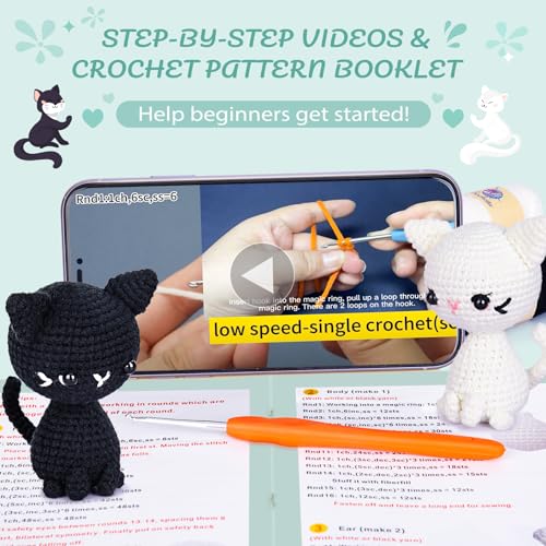 Crochetta Crochet Kit for Beginners, Crochet Starter Kit with Step-by-Step Video Tutorials, Crochet Animal Kits for Adults Kids, DIY Craft Supplies, Crochetta