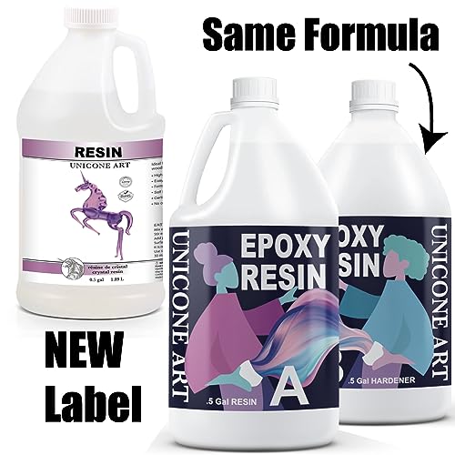 Resin Epoxy Craft Kit 1 Gallon Epoxy Resin Kit (.5 Gal Resin + .5 Gal Hardener) High Gloss UV Resistant Odor-Free Art Resin, BPA-Free and Non-Toxic - WoodArtSupply