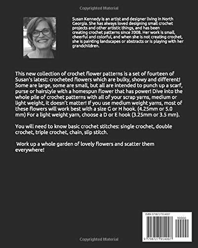Susan's Showy Crochet Flower Patterns: Crochet Patterns for Beautiful and Bold Flowers and Fun Drawstring Bag WoodArtSupply