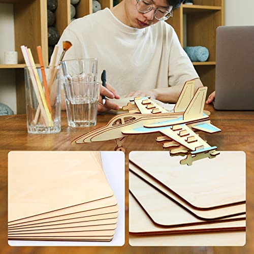 WYKOO 10 PCS Basswood Plywood, 12 x 12 Inch Craft Wood, Premium Unfinished Wood Sheets for Crafts, Hobby, Model Making, Wood Burning and Laser WYKOO