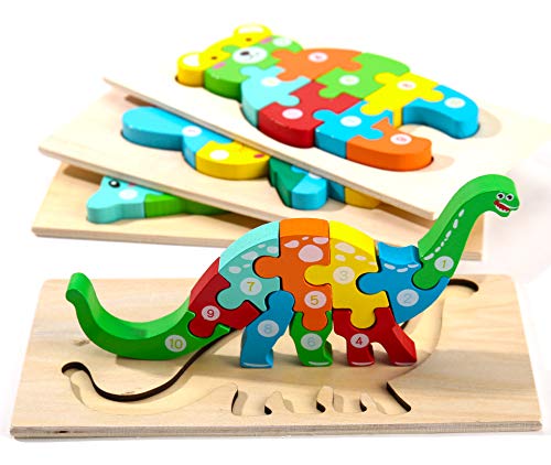 Montessori Mama Wooden Toddler Puzzles for Kids Ages 3-5, Montessori Toys for 2 Year Old, Wooden Puzzles for Toddlers 1-3 Years, 4-Pack Toddler Montessori Mama