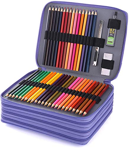 Lbxgap Portable Colored 120 Slots Pencil case Organizer with Printing  Pattern for Prismacolor Watercolor Pencils, Crayola Colored Pencils, Marco  Pencils White 120 Slot