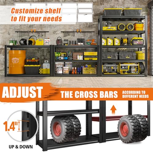 Raybee Garage Shelving Heavy Duty Storage Shelves Load 2050LBS Adjustable Heavy Duty Shelving Unit Industrial Metal Shelves for Storage Rack，Basement Raybee