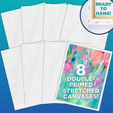 Horizon Group USA 9x12 Pre-Stretched Canvas Value Pack of 8, Primed, Perfect for Painting Projects, Watercolor, Oil & Acrylic Paints, Paint Canvas Horizon Group USA