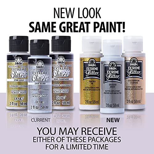 FolkArt Extreme Glitter Acrylic Paint in Assorted Colors (2 oz), 2796, Hologram (XGLT-2796) FolkArt