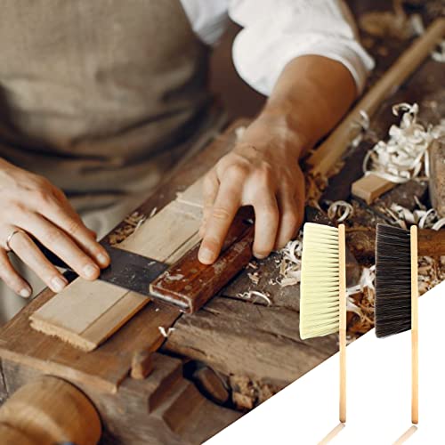 2 Pieces Dust Brush Hand Broom Wooden Bench Brushes with Soft Bristles Counter Brush with Long Wood Handle Household Cleaning Brush for Sofa Bed Pet REDANHA