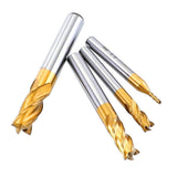 TOPPROS Pack of 10 4-Flute Titanium Coat End Mill Bits, 5/64" - 3/8" HSS CNC Straight Shank Drill Bits Cutter Tool Set for Wood Aluminum Steel TOPPROS