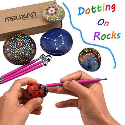 Meuxan 10 Piece Ball Stylus Dot Painting Tool Set, Clay Pottery Modeling Kit - WoodArtSupply