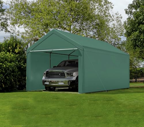 Carport 10'x20' Heavy Duty Canopy Steel Canopy Storage Shed,Portable Garage Party Tent,Portable Garage with Removable Sidewalls & Doors All-Season Generic