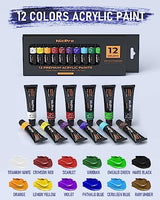 Nicpro 34PCS Kids Acrylic Paint Set with Pattern Canvas, Art Painting Supplies Kit with 12 Paints, 10 Brushes, 6 Canvas Panels, Table Easel, Paper Nicpro