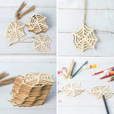 Unfinished Spider Web Wood Spider Web Shaped DIY Wood Halloween Blank Wood with Twines Art Unfinished Ornaments for Halloween Christmas Wedding Zontween