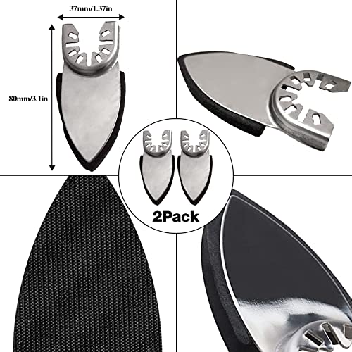 Oscillating Tool Detail Sanding Pads Kit, 2Pcs Triangle Sanding Pads and 2Pcs Finger Sanding Pad, 50Pcs Sandpaper, for Wood/Plaster Other Surfaces gulrear