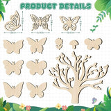 57 PCS Butterfly Unfinished Wooden, Butterfly Cutout for Crafts Blank Wood Butterfly Shaped Slices Kits with Decorate Tools for Kids Adult Home BAPHILE
