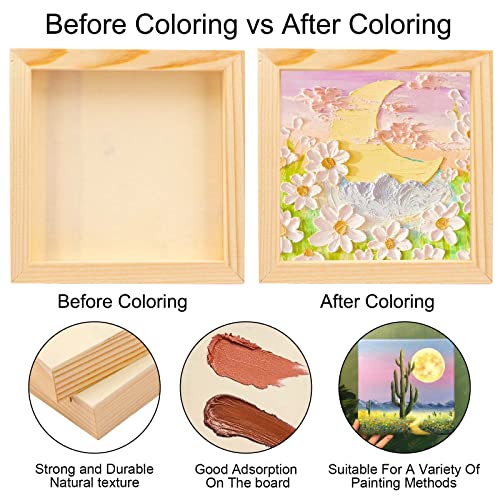 2PCS Wood Panel Board, 10 x10 inch Unfinished Wood Canvas Square Wooden Panel Boards for Painting, Pouring, Arts Use with Oils, Acrylics PONGJA