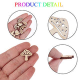 300Pcs Wooden Embellishments,Mushroom Squirrel Shape Wooden Cutouts Wooden Scrapbooking DIY Handmade Crafts Children Graffiti Home Decor Wooden Leaf Haiabei
