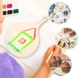 TEHAUX 4pcs Wood Craft Cutting Board Unfinished Mini Wooden Cutting Board DIY Blank Paddle with Handle Round Serving Board Chopping Board for TEHAUX