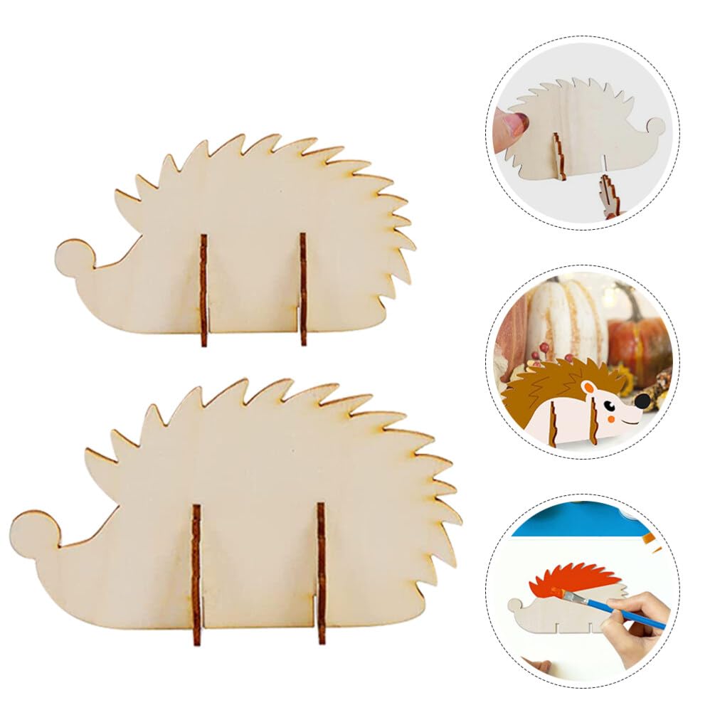 ABOOFAN Hedgehog Wooden Cutouts Unfinished Wood Slices Pieces Blank Hedgehog Animals Wooden Painting Crafts Embellishments Art Crafts Supplies ABOOFAN
