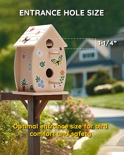 SainSmart Jr. Bird House Kit for Kids to Build and Paint - Art Craft Wooden Toys - Unfinished Wood Crafts with Stickers - Woodworking Crafts for - WoodArtSupply