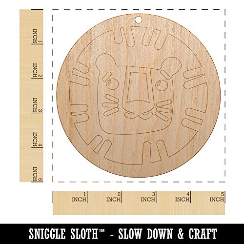 Lion Face Doodle Unfinished Craft Wood Holiday Christmas Tree DIY Pre-Drilled Ornament Sniggle Sloth