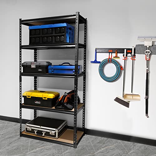 PACHIRA E-Commerce 72" Garage Shelving Heavy Duty Adjustable 5 Tier Storage Shelves with MDF Board Black Shelves for Garage,Kitchen,Office,35.43" PACHIRA E-Commerce