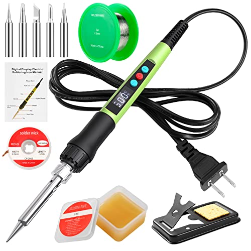 Soldering Iron Kit,100W LED Digital Solder Iron Soldering Gun kit with Ceramic Heater,11 in 1 Adjustable Temperature Soldering Kit with Tips,Solder Q-MING
