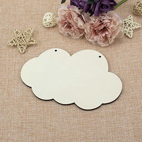Creaides Cloud Wood Sign Cutout Wooden Cloud Shaped Sign DIY Crafts Hanging Ornament for Wreath Home Door Wall Art Decoration (7.9x5.2 In, 3 Pack) Creaides