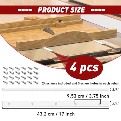 Crosscut Sled for Table Saw - Premium UHMW Plastic - 3/4" X 3/8" X 17" - Predrilled Holes and Screws - Ideal for U Tracks, Woodworking, Miter Slots, FixlyFido