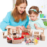 5 Set Dollhouse Furniture Accessories Wooden Bathroom/Living Room/Dining Room/Bedroom/Kitchen House 6 Family Doll Decoration Pretend Play Kids Gemileo
