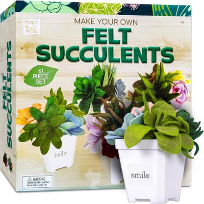 Hapinest Make Your Own Potted Felt Succulents | DIY Arts and Crafts Kit for Adults, Teens and Kids Girls Ages 6 7 8 9 10 11 12 Years Old and Up | Art