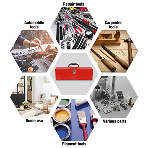 BIG RED ATB212R Torin 19" Steel Portable Tool Box Hip Roof Style Tool Box Organizer with Metal Latch Closure and Removable Storage Tray, Red BIG RED