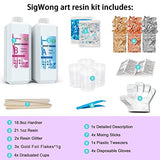 Epoxy Resin Clear Crystal Coating Kit 40oz - 2 Part Casting Resin for Art, Craft, Jewelry Making, River Tables, Bonus Gloves, Measuring Cup, Wooden Sig Wong