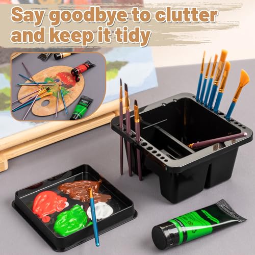 MyLifeUNIT Paint Brush Cleaner, Paint Brush Holder and Organizers for Acrylic, Watercolor, and Water-Based Paints (Black) - WoodArtSupply