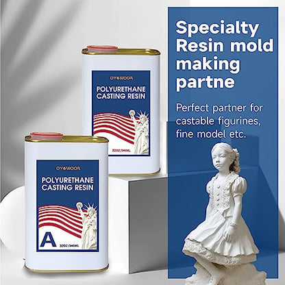 OYOWOOA Polyurethane Casting Resin 64oz 2-Part Resin and Hardener Kit for Garage Kit Models Prototypes Figurines, and Proofing Molds Quikly Curing - WoodArtSupply