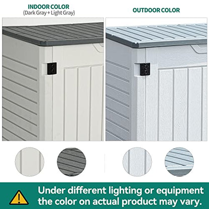 YITAHOME Outdoor Horizontal Storage Sheds w/o Shelf, 35 Cu Ft Lockable Resin Waterproof Shed, Ideal for Garden Tools, Easy to Assemble, Light Gray - WoodArtSupply