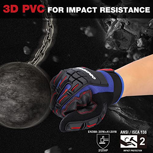 WORKPRO Heavy Duty Work Gloves, Synthetic Leather Impact Protection Working Gloves for Men, PVC Protection, Touch Screen, Terry Fabric, Non-Slip, WORKPRO