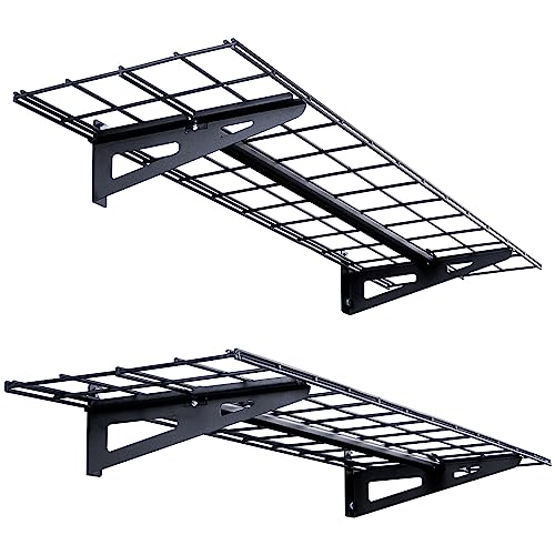 VEVOR Garage Shelving Wall Mounted, 1 x 4 ft Heavy Duty Garage Wall Shelves, 400 lbs Load Capacity Garage Storage Rack Floating Shelves, 2 Pack, VEVOR