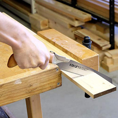 KAKURI Japanese Saw Set of 4 Saws, Standard Woodworking Japanese Hand Saw Kit (Universal 10-1/2", Semi Fine 10", Rough Cut 8-1/4", Keyhole 4") Oil