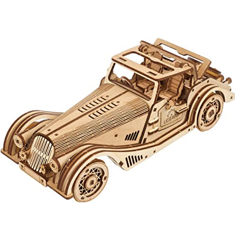 UGEARS Sports Car Rapid Mouse - 3D Car Model Puzzle with Powerful Dual Engine System - 3D Wooden Puzzles for Adults - Challenging Roadster Model Car UGEARS