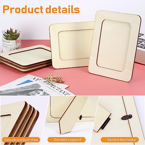 VOKOY 15 Pack Wooden Picture Frames for Crafts, 4" x 6" Photos Standing Postcard Picture Frame Set Unfinished DIY Keepsake Kit Decoratable Coards for