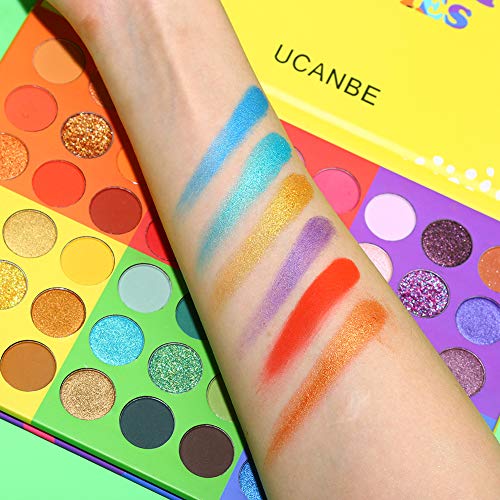 UCANBE 54 Colors Splashy Candies Eyeshadow Palette, Highly Pigmented Matte Shimmer Soft Creamy Glitter Rainbow Bright Powder Eye Shadow Blendable UCANBE