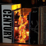 DIY Book Nook Kits, 3D Wooden Puzzles Bookshelf Insert Decorative Bookend Model Kits with LED,DIY Diorama Dollhouse Kit Crafts Hobbies Home Decor for tomyoung