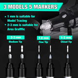 5 Chrome Paint Pen - Mirror Chrome Marker for Plastic Model Metal Repair Kit Tire DIY, Liquid Chrome Pen, Metallic Silver Permanent Marker DAPAWIN